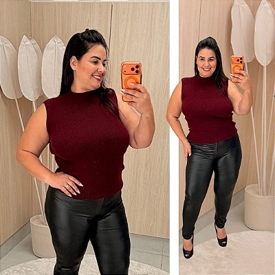 Blusa Alana Garrafinha Modal Vinho Plus Size