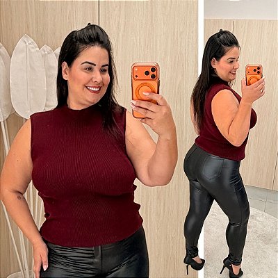 Blusa Alana Garrafinha Modal Vinho Plus Size