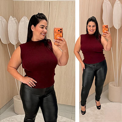 Blusa Alana Garrafinha Modal Vinho Plus Size