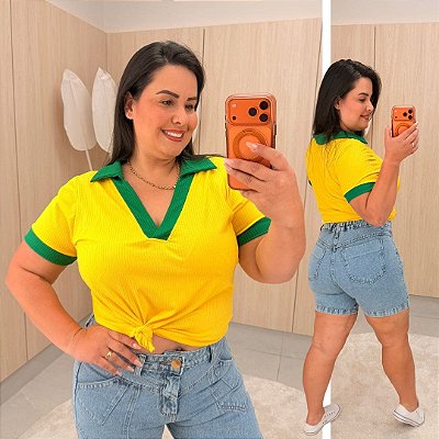 T shirt Gola Brasil Amarelo Plus Size