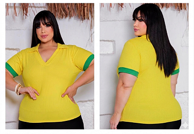 Tshirt Gola Brasil Amarelo Plus Size