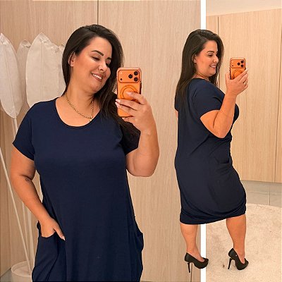 Vestido indiano Azul Marinho Plus Size