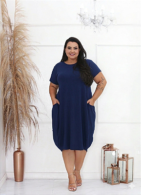 Vestido indiano Azul Marinho Plus Size