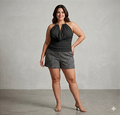 Cropped Dubai Preto Plus Size