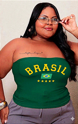 Top Faixa Brasil Verde Plus Size