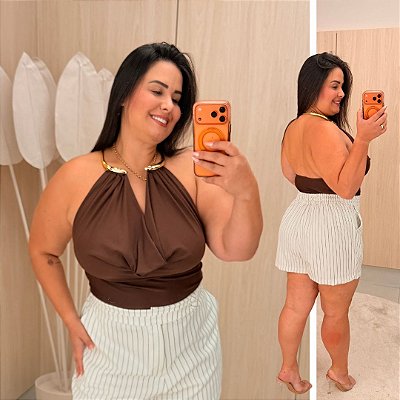Cropped Dubai Marrom Plus Size