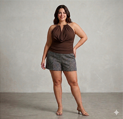 Cropped Dubai Marrom Plus Size