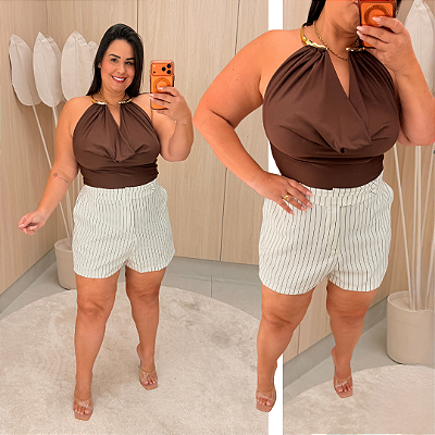 Cropped Dubai Marrom Plus Size