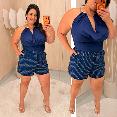 Cropped Dubai Azul Marinho Plus Size