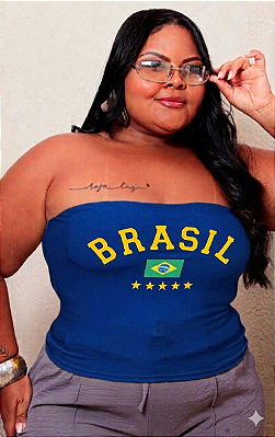 Top Faixa Brasil Azul Plus Size