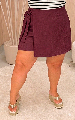 Short Saia Babi Marsala Plus Size