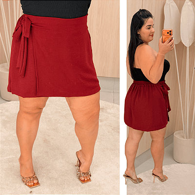 Short Saia Babi Marsala Plus Size