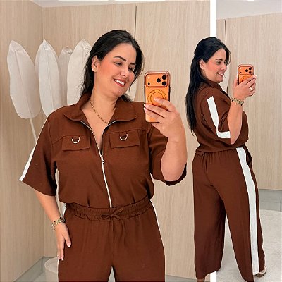 Conjunto Maju Marrom Plus Size