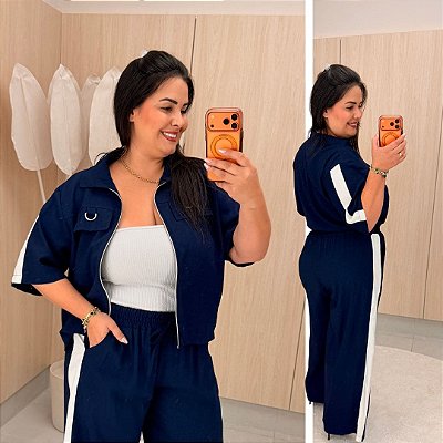 Conjunto Maju Azul Marinho Plus Size