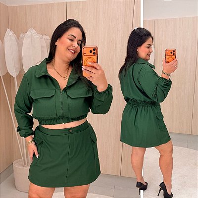 Conjunto Manga Mônica Cargo Verde Plus Size