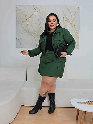 Conjunto Manga Mônica Cargo Verde Plus Size