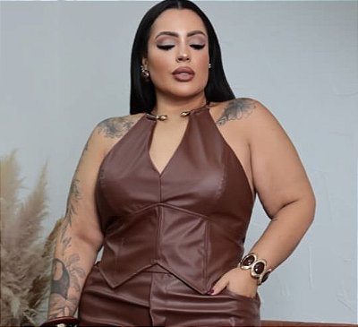 Cropped Corino Dubai Marrom Plus Size