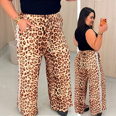 Pantalona Onça Listra Clara Plus Size