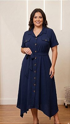 Chamise Bico Carol Azul Marinho Plus Size