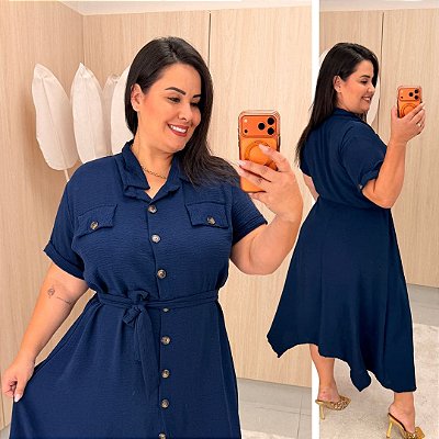 Chamise Bico Carol Azul Marinho Plus Size