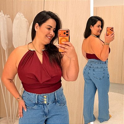 Cropped Dubai Marsala Plus Size