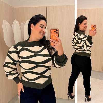 Blusa Punho Modal Verde Plus Size
