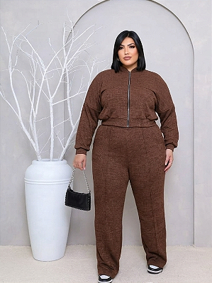 Conjunto Vip Natali Marrom Plus Size