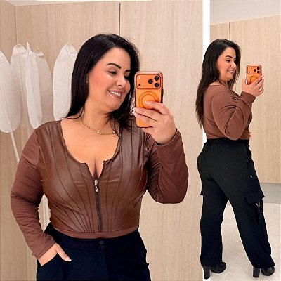 Body Corino Marrom Plus Size