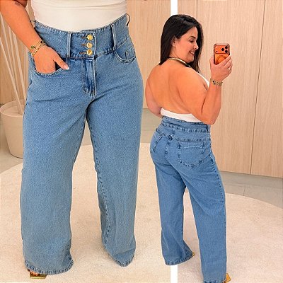 Calça Jeans PB Wide Leg Joana Plus Size