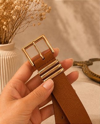 Cinto Fivela Quadrada Caramelo Plus Size