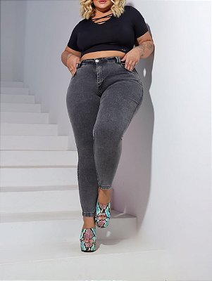 Calça Jeans FF Skinny Raquel Chumbo Plus Size