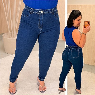 Calça Jeans Skinny FF Escura Eduarda Plus Size