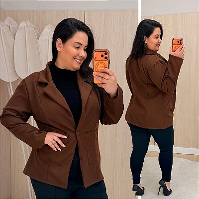Max Blazer Alfaiataria Sofia Marrom Plus Size