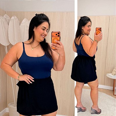Cropped Suplex Alcinha Azul Marinho Plus Size