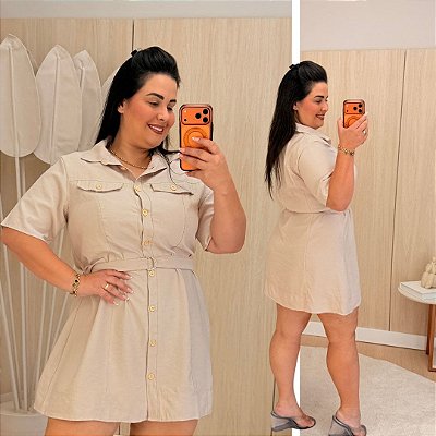 Vestido Oriana Curto Nude Plus Size