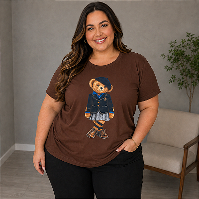 T shirt Urso Marrom Plus Size