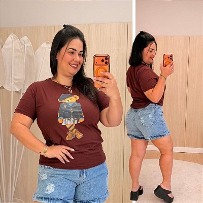 T shirt Urso Cherry Plus Size