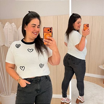 T shirt Gola Off Corações Plus Size