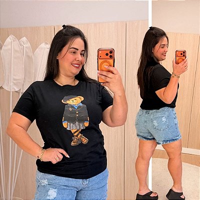 T shirt Urso Preta Plus Size