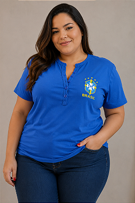 T shirt Brasil Azul Plus Size