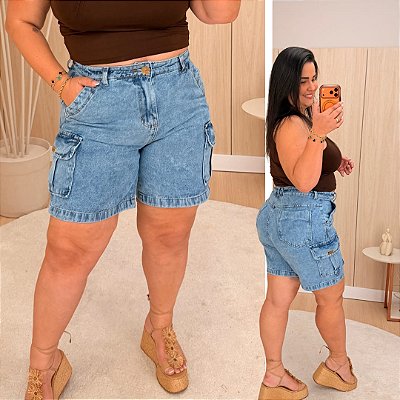 Bermuda Jeans Awa Cargo Marta Plus Size