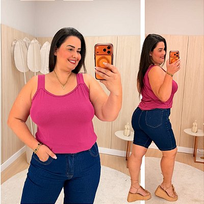 Blusa Alça Julia Fúcsia Plus Size
