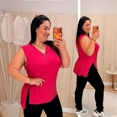 Blusa Regata Vest Legging Nicole Pink Plus Size