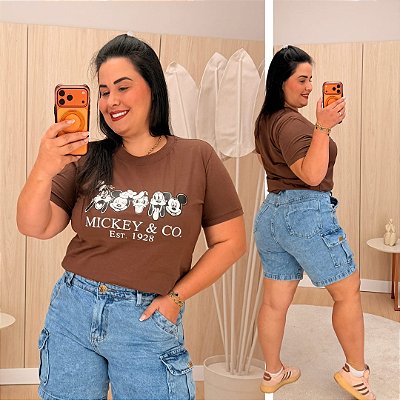 T shirt Mk Marrom Plus Size
