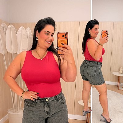 Regata Suplex Giovana Pink Plus Size