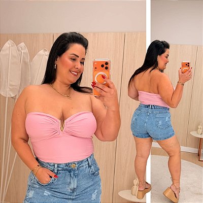 Cropped Aro Bia Rosa Plus Size