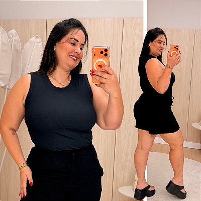 Regata Ribana Lisa Laura Preta Plus Size