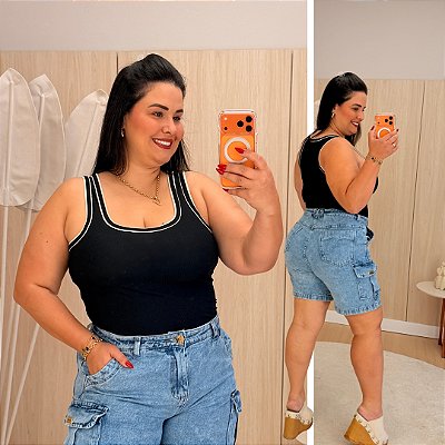 Regata Ribana Listra Sara Preta Plus Size