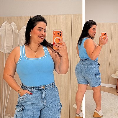 Regata Ribana Listra Sara Azul Plus Size