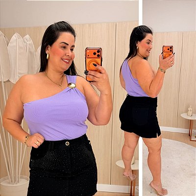 Blusa Nula Viviane Lilás Plus Size